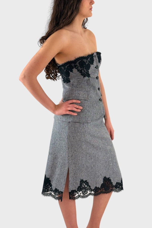 Top bustier in tessuto mélange