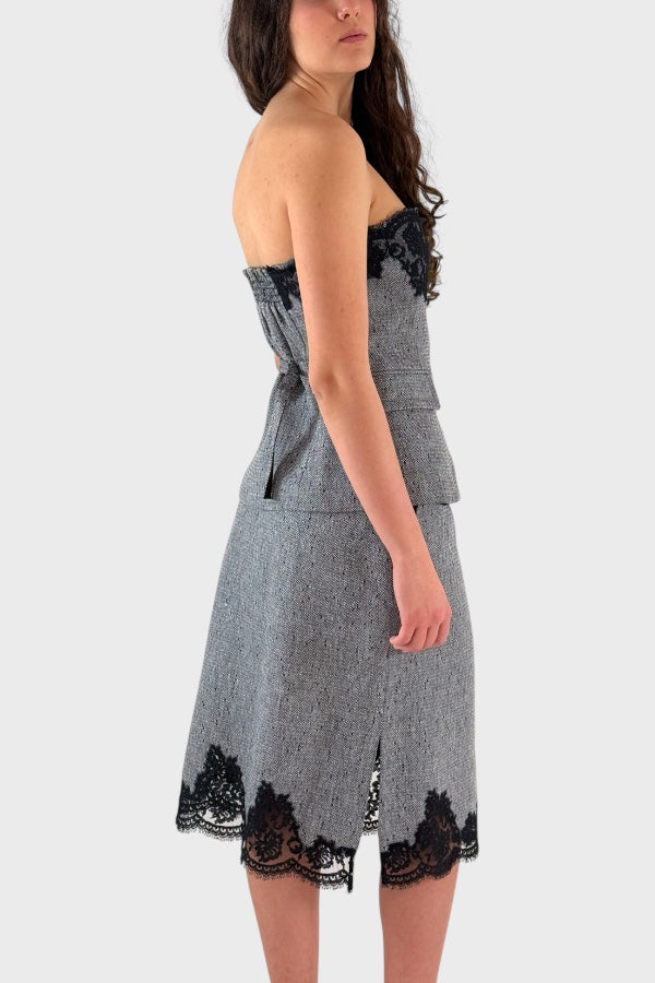 Top bustier in tessuto mélange