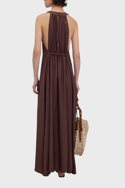 Vestito lungo fluido con ricami in pizzo delicati