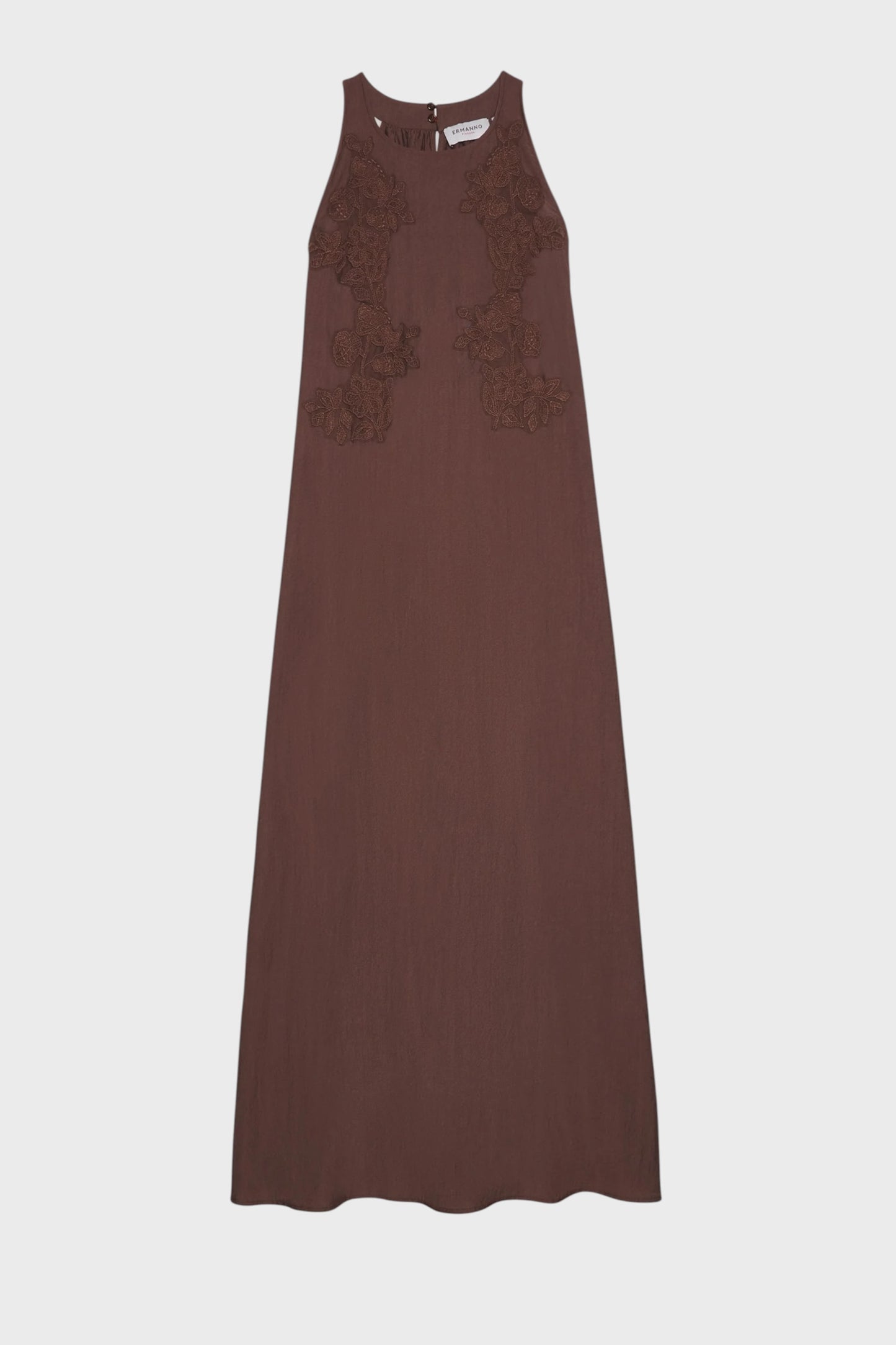 Vestito lungo fluido con ricami in pizzo delicati