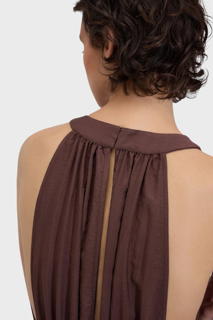 Vestito lungo fluido con ricami in pizzo delicati
