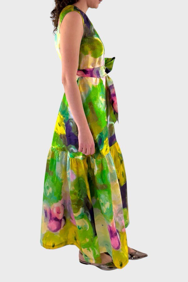 Vestito con balza fantasia