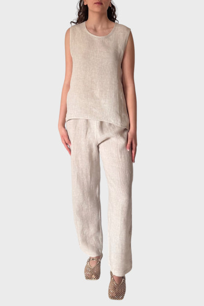 Blusa smanicata in lino