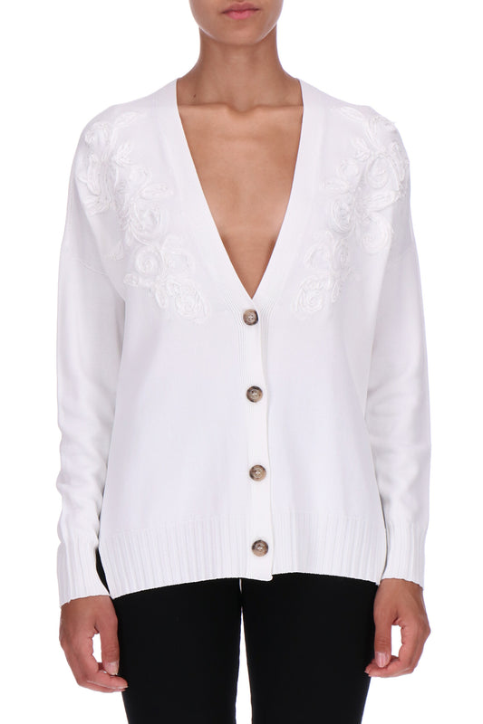 Cardigan bianco ottico