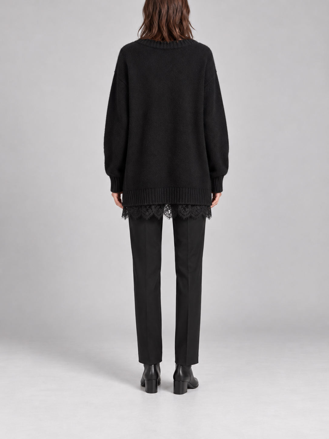 Cardigan in maglia nero con pizzo