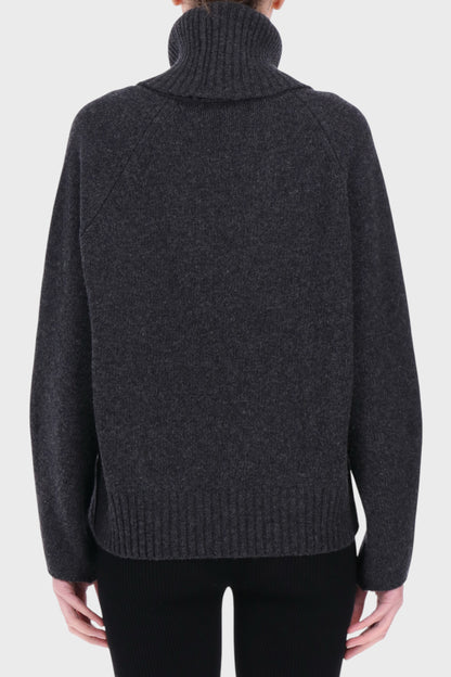 Maglione in Lana con Collo Amovibile e Ricamo Gioiello