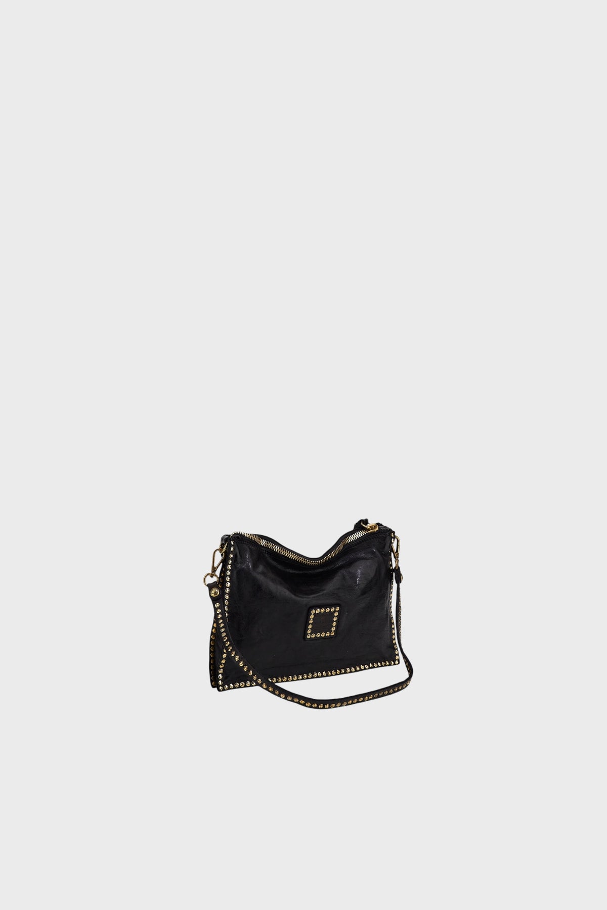 Borsa "EVA" in pelle tinta in capo con borchie
