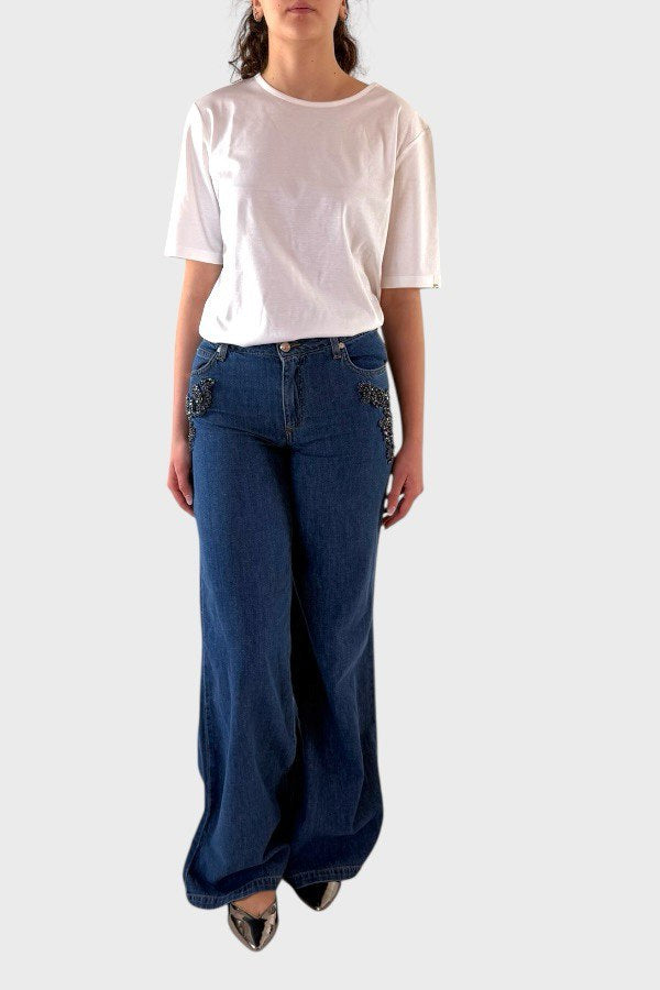Jeans con applicazione gioiello