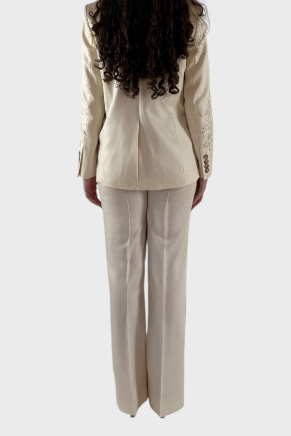 Pantalone da tailleur bianco panna
