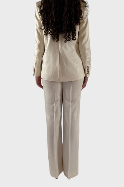 Pantalone da tailleur bianco panna