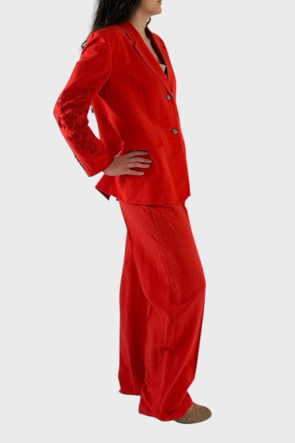 Pantalone rosso in lino