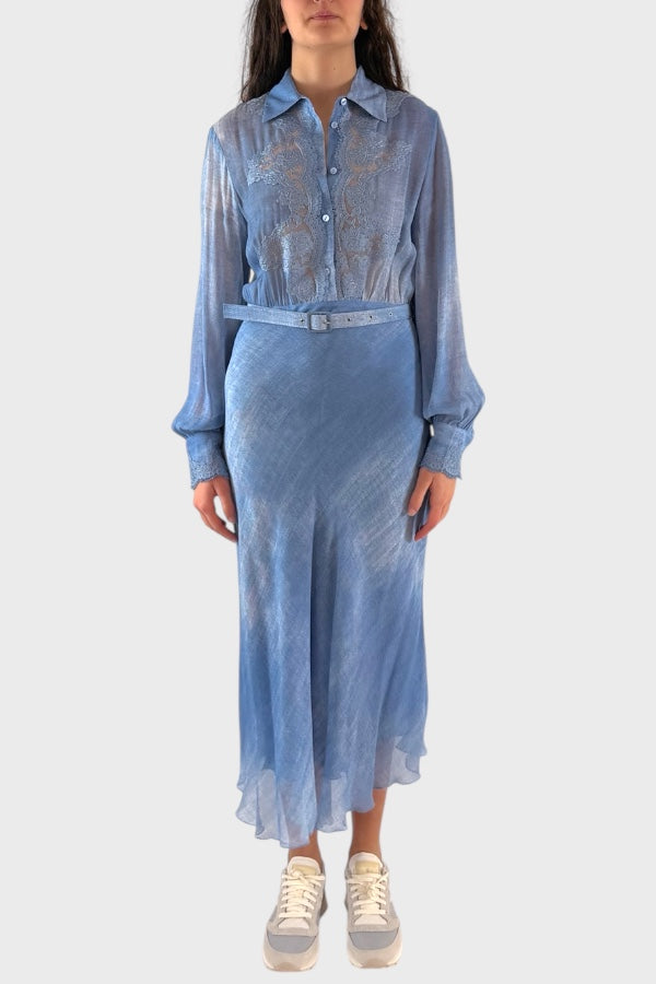 Vestito con colletto azzurro