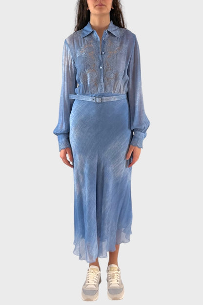 Vestito con colletto azzurro