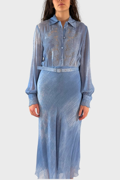 Vestito con colletto azzurro