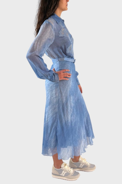 Vestito con colletto azzurro