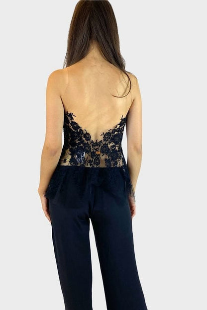 Rhea Costa Top in tulle con pizzo