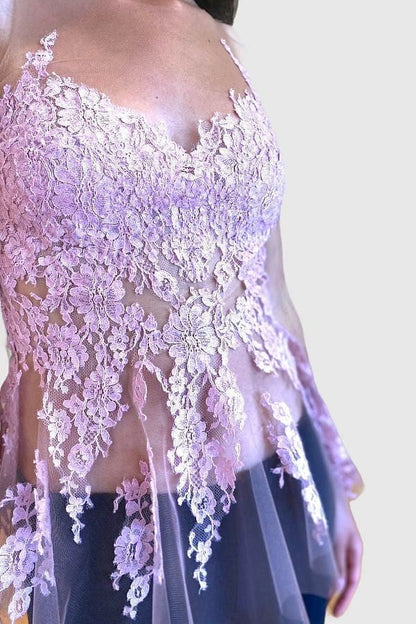 Rhea Costa Top in tulle con pizzo